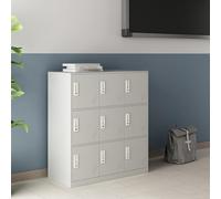 [en.casa] Armadio Casellario con 9 Ante e Scomparti Armadietto con Serratura per Palestra Ufficio Scuola Mobile Archivio in Acciaio 100 x 90 x 40 cm Grigio Pallido