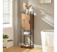 [en.casa] Armadio da Bagno Mobile Basso da Terra per Bagno Arredo Bagno per Stoccaggio con Anta e Ripiani 115 x 35 x 25 cm Nero/effetto Legno Intarsiato color Noce