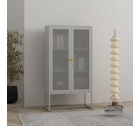 [en.casa] Armadio da Stoccaggio con 3 Scomparti Chiusi Mobile in Acciaio per Archivio Ufficio Armadio Alto a 2 Ante Traforate e Piedistallo 150 x 80 x 40 cm Grigio