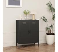 [en.casa] Armadio da Ufficio a 2 ante e 2 Ripiani Regolabili in Altezza Mobile in Acciaio per Archivio 102 x 80 x 40 cm - Nero Opaco