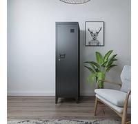 [en.casa] Armadio da Ufficio con Anta e Serratura Mobile in Acciaio per Archivio con 3 Scomparti Armadio da Spogliatoio 137 x 38 x 38 cm Nero