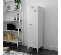 [en.casa] Armadio da Ufficio con Anta e Serratura Mobile in Acciaio per Archivio con 3 Scomparti Armadio da Spogliatoio 137 x 38 x 38 cm Bianco