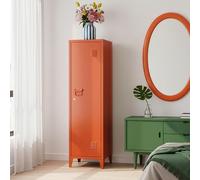 [en.casa] Armadio da Ufficio con Anta e Serratura Mobile in Acciaio per Archivio con 3 Scomparti Armadio da Spogliatoio 137 x 38 x 38 cm Rosso Mattone