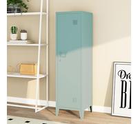 [en.casa] Armadio da Ufficio con Anta e Serratura Mobile in Acciaio per Archivio con 3 Scomparti Armadio da Spogliatoio 137 x 38 x 38 cm Blu Grigiastro