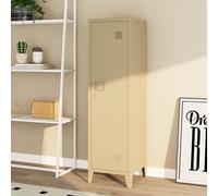 [en.casa] Armadio da Ufficio con Anta e Serratura Mobile in Acciaio per Archivio con 3 Scomparti Armadio da Spogliatoio 137 x 38 x 38 cm color Cammello