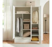 [en.casa] Armadio Guardaroba per Camera da Letto Armadio Chiuso con Ante a Persiana Scomparti Cassetto Aste Appendiabiti 176 x 120 x 52 cm MDF - Bianco