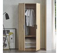 [en.casa] Armadio Guardaroba per Camera da Letto Armadio Chiuso con Ante Scomparto Asta Appendiabiti 176 x 80 x 52 cm Effetto Rovere