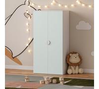 [en.casa] Armadio per Cameretta a 2 Ante con Barra Appendiabiti e Scomparto Mobile Guardaroba per Bambini con Ripiano a Misura di Bimbi 123 x 60 x 40 cm - Bianco/Menta Verde