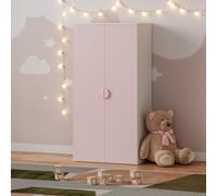 [en.casa] Armadio per Cameretta a 2 Ante con Barra Appendiabiti e Scomparto Mobile Guardaroba per Bambini con Ripiano a Misura di Bimbi 123 x 60 x 40 cm - Bianco/Rosa
