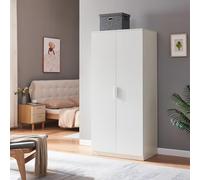 [en.casa] Armadio per Guardaroba Armadio per Camera da Letto Armadio Chiuso con Ante 4 Scomparti Asta Appendiabiti 176 x 80 x 52 cm Bianco