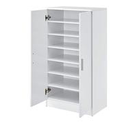 [en.casa] Armadio Portascarpe con 2 Ante e 7 Scomparti Ripiani Scarpiera Chiusa per Ingresso Camera o Ripostiglio 108 x 55 x 35 cm - Bianco