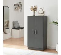 [en.casa] Armadio Portascarpe con 2 Ante e 7 Scomparti Ripiani Scarpiera Chiusa per Ingresso Camera o Ripostiglio 108 x 55 x 35 cm - Antracite