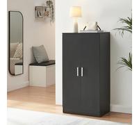 [en.casa] Armadio Portascarpe con 2 Ante e 7 Scomparti Ripiani Scarpiera Chiusa per Ingresso Camera o Ripostiglio 108 x 55 x 35 cm - Nero