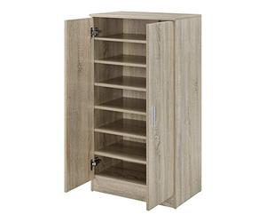 [en.casa] Armadio Portascarpe con 2 Ante e 7 Scomparti Ripiani Scarpiera Chiusa per Ingresso Camera o Ripostiglio 108 x 55 x 35 cm - Effetto Rovere Sonoma