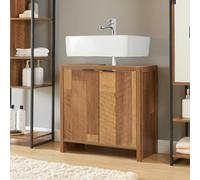 [en.casa] Armadio Sottolavabo Mobile Sotto Lavandino Armadio da Bagno a 2 Ante e Spazio Stoccaggio 60 x 60 x 30 cm Effetto Legno Intarsiato color Noce
