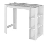 [en.casa] Bancone Tavolo Alto da Bar 120 x 60 x 105,5 cm Penisola Cucina con 3 Ripiani - Bianco/Effetto Cemento