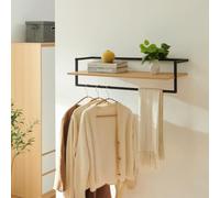 [en.casa] Barra Appendiabiti da Muro con Piano di Appoggio 80x30x20cm
