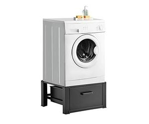 [en.casa] Base Supporto per Lavatrice e Asciugatrice Struttura Rialzata Basamento con Cassetto per Bagno Lavanderia 63 x 54 x 31 cm Carico max. 150 kg - Nero