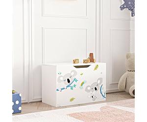 [en.casa] Baule per Giocattoli (AxLxP) 40 x 60 x 30 cm Cassapanca per Cameretta Contenitore Porta Giochi - Mobile a Misura di Bimbi - Decorazione Koala - Blu/Bianco