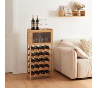 [en.casa] Cantinetta Vino Scaffale Porta Bottiglie da Vino con Scomparto con Anta e Griglia Portabicchieri Mobile Portavino per 20 Bottiglie 100 x 47 x 28 cm Bambù Naturale