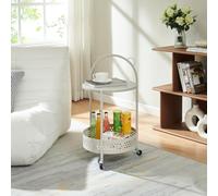 [en.casa] Carrello da Servizio Portatutto a Rotelle con 2 Ripiani Circolari per Cucina Bagno Studio Tavolino Laterale Rotondo Multiuso Portaoggetti in Acciaio 76 x Ø40 cm - Grigio