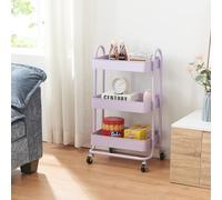 [en.casa] Carrello da Stoccaggio in Acciaio con 3 Contenitori Sovrapposti e Ruote Organizzatore Multiuso per Casa Ufficio Garage - Lilla