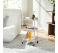 [en.casa] Carrello di Servizio Portaoggetti a 3 Livelli Carrello Portatutto Multiuso a 3 Ripiani e Rotelle per Cucina Sala Bagno 67 x 33 x 31 cm in Acciaio - Grigio