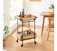 [en.casa] Carrello di Servizio Portavivande a Rotelle con 2 Cesti Rimovibili Carrellino Portatutto da Cucina Soggiorno Ufficio Carrello da Portata 81 x 61 x 39 cm Nero/Naturale