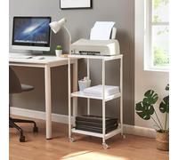 [en.casa] Carrello Portatutto Supporto Porta Stampante con Ruote Tavolino Laterale a 2 Ripiani Regolabili in Altezza 82 x 39 x 35 cm Scaffale Basso per Ufficio Studio - Bianco