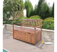 [en.casa] Cassapanca da Giardino con Seduta per 2 Persone Panca Esterna con Contenitore da Stoccaggio Mobile in Legno di Acacia Oliato 130 x 60 x 88 cm