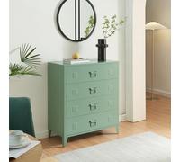 [en.casa] Cassettiera in Acciaio Comò con 4 Cassetti Organizzatore da Ufficio Soggiorno Mobile Contenitore per Archivio 92 x 80 x 40 cm - Verde opaco