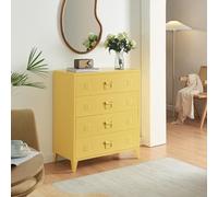 [en.casa] Cassettiera in Acciaio Comò con 4 Cassetti Organizzatore da Ufficio Soggiorno Mobile Contenitore per Archivio 92 x 80 x 40 cm - Giallo