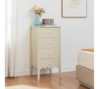 [en.casa] Cassettiera Mobile Contenitore con 4 Cassetti Comò Organizzatore 82 x 40 x 40 cm Frontale Ondulato per Camera da Letto Soggiorno Ingresso - Bianco Crema