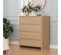 [en.casa] Cassettiera Multiuso a 5 Cassetti 79x39x90 cm Effetto Rovere
