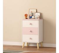 [en.casa] Cassettiera per Cameretta Bambini Comò con 3 Cassetti Mobiletto Contenitore con Maniglie a Cuore 62 x 38 x 30 cm Bianco/Rosa