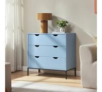 [en.casa] Comò a 3 Cassetti Cassettiera per Camera da Letto Mobile Contenitore per Archiviazione Soggiorno Corridoio Studio 78 x 80 x 40 cm con Telaio in Metallo - Blu