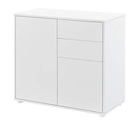 [en.casa] Comò con 2 Ante e 2 Cassetti con Apertura Push-to-Open 74 x 79 x 36 cm Mobiletto Multiuso per Camera/Ufficio - Bianco Opaco