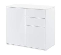 [en.casa] Comò con 2 Ante e 2 Cassetti Credenza con Apertura Push-to-Open Mobile Contenitore Multiuso per Camera Soggiorno 74x79x36 cm Bianco, Frontale Lucido