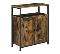 [en.casa] Comò/Credenza (AxLaxP) 79 x 60 x 30 cm Mobile per Soggiorno/Cucina/Camera da Letto - Telaio Laterale in Ferro, Armadietto a 2 Ante e Ripiani - Effetto Legno Scuro