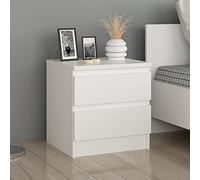 [en.casa] Comodino (AxLxP) 42 x 40 x 37 cm Tavolino Basso da Divano con 2 Cassetti - Bianco