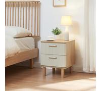 [en.casa] Comodino con 2 Cassetti Mobiletto di Servizio Contenitore Tavolino Basso Laterale per Camera da Letto Soggiorno Ingresso 50 x 40 x 40 cm - Effetto Rovere/Avena Oatmeal