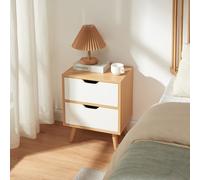 [en.casa] Comodino con 2 Cassetti Tavolino Basso Laterale Mobiletto di Servizio Contenitore per Camera da Letto Soggiorno Ingresso 50 x 40 x 40 cm - Effetto Rovere/Bianco
