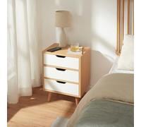 [en.casa] Comodino con 3 Cassetti Tavolino Basso Laterale Mobiletto di Servizio Contenitore per Camera da Letto Soggiorno Ingresso 55 x 40 x 40 cm - Effetto Rovere/Bianco