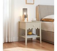 [en.casa] Comodino con Cassetto a Frontale Ondulato e Ripiano Aperto Tavolino Laterale Mobiletto Contenitore 50 x 40 x 40 cm per Camera da Letto Soggiorno Ingresso - Bianco Crema