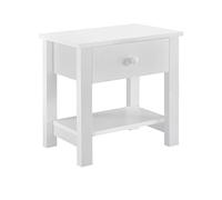 [en.casa] Comodino con Cassetto e Ripiano Tavolino Laterale da Divano Mobiletto Notturno Tavolo Basso da Ingresso 40 x 30 x 42 cm Bianco