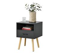 [en.casa] Comodino con Cassetto e Scomparto Aperto Tavolino Laterale per Divano Soggiorno Corridoio Mobiletto da Notte 57 x 42 x 40 cm - Grigio Scuro