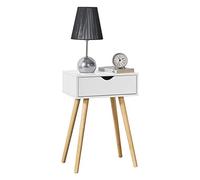 [en.casa] Comodino con Cassetto Tavolino Laterale da Divano a 4 Gambe Mobiletto da Notte 60 x 40 x 29,5 cm Tavolo Basso per Soggiorno Camera da Notte Ingresso - Bianco