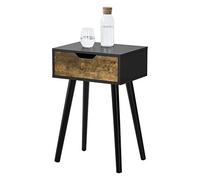 [en.casa] Comodino con Cassetto Tavolino Laterale da Divano a 4 Gambe Mobiletto da Notte 60 x 40 x 29,5 cm Tavolo Basso per Soggiorno Camera da Notte Ingresso - Nero/Effetto Legno Scuro