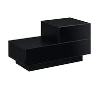 [en.casa] Comodino da Notte a 2 Cassetti 38 x 70 x 35 cm Cassettiera e Portaoggetti Mobile da Divano/Letto Posizione a Destra - Nero, Frontale Lucido