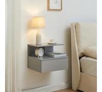 [en.casa] Comodino da Parete con Cassetto e Ripiani Portaoggetti Mensola da Muro 40x35x31 cm Mobiletto Sospeso per Camera da Letto Ingresso - Grigio Chiaro